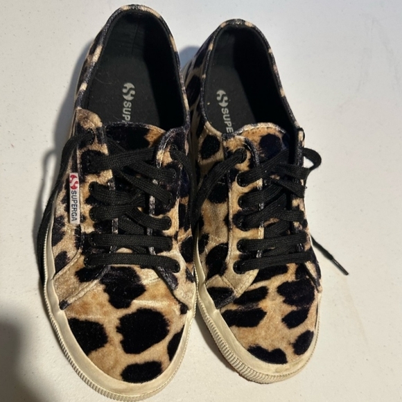 Superega women’s velour cheetah animal print size EU 39.5 - Picture 1 of 6